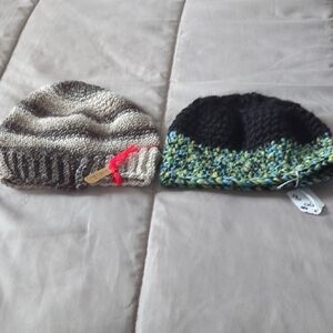 Stylish Women's Knitted Beanie Set - Brown and Black